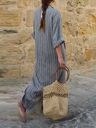 Women's Striped Loose Long Dress