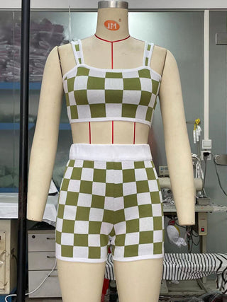 Women's Checkerboard Camisole + Shorts Two-Piece Set