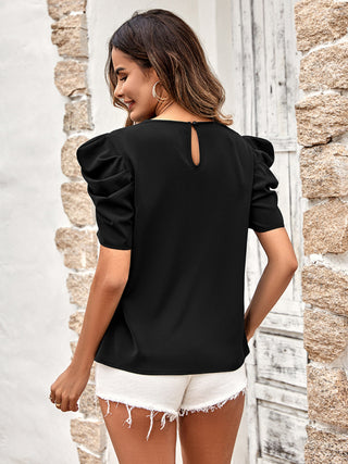 Women's Puff Sleeve V-neck Slim Top / Blouse
