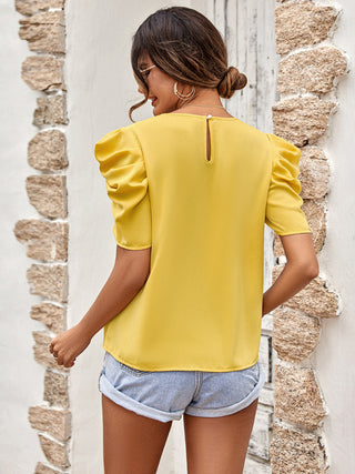 Women's Puff Sleeve V-neck Slim Top / Blouse