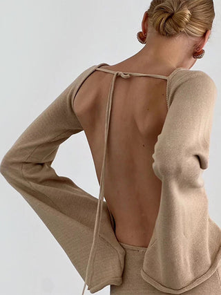 Sexy Backless Bell Sleeve Beach Dress for Women