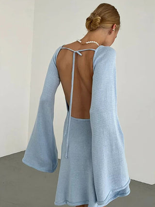 Sexy Backless Bell Sleeve Beach Dress for Women