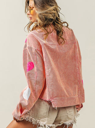 Valentine's Day Love Sequin Jacket Raw Edge Corduroy Women's Jacket
