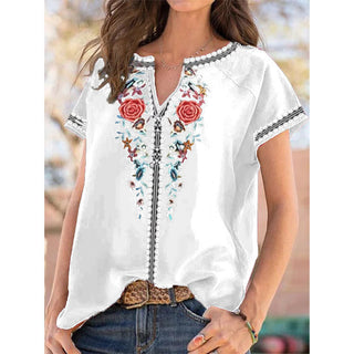 Women's loose western ethnic style top short-sleeved t-shirt